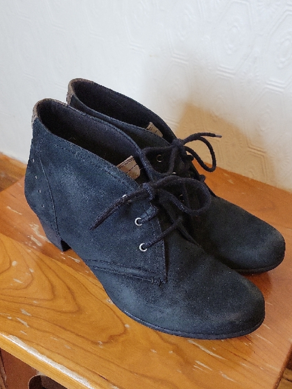 Rockport Black Lace-Up Ankle Booties with Low Block Heel
